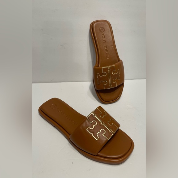 Tory Burch Double T Sport Slides Sandals Size 7 🩴🐻🤎 - Picture 4 of 11